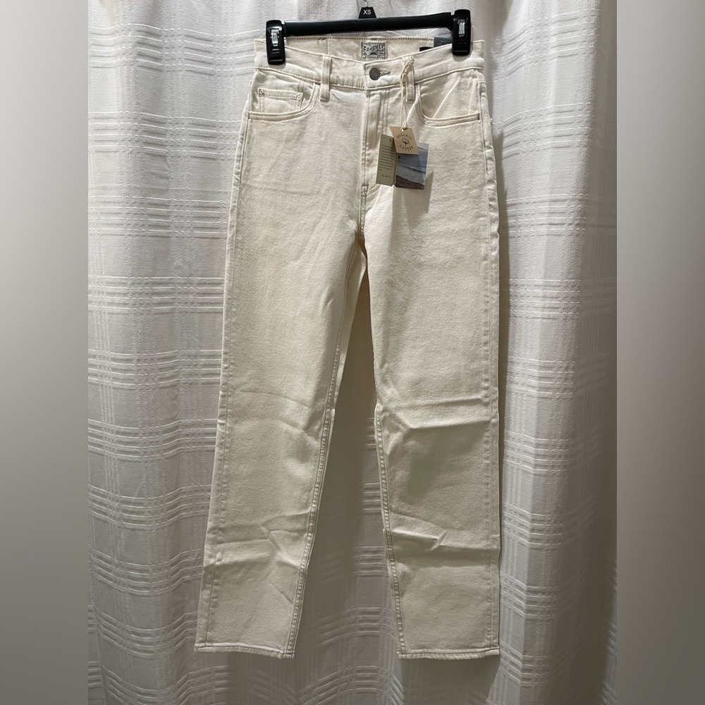 Faherty straight leg slim jean white dune organic cotton women’s size 25